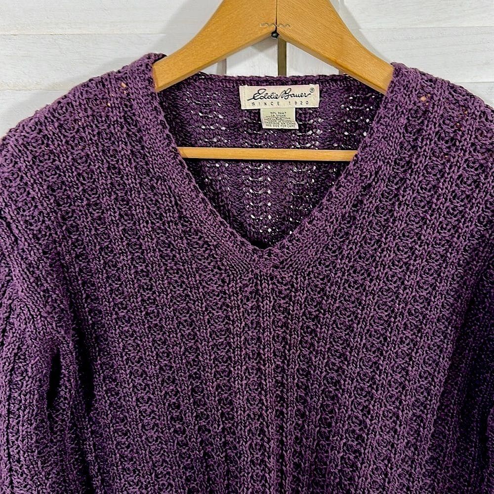 Eddie Bauer Linen Blend Burgundy Sweater SP - Picture 4 of 13